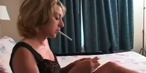 Aroused blonde hot babe smoking part6