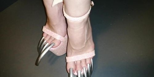 LADY L PINK HIGH HEELS MEGA LONG METAL NAILS video short version.