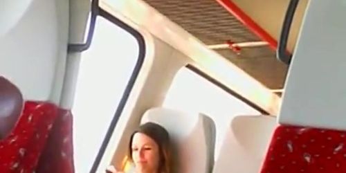 Horny flash hot young woman on the train