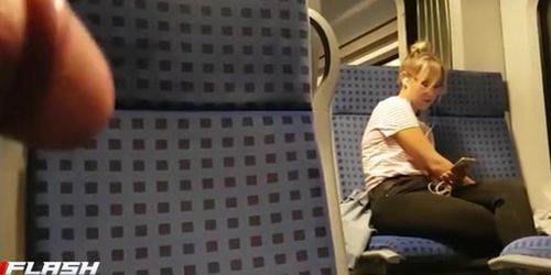 Flash Blonde Teen On Train