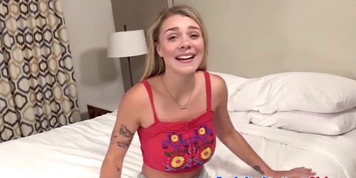 Busty teen Gabbie Carter ass fucked in 1st college casting - video 1