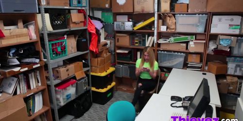 Blonde thief talked into riding big dick