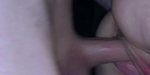 Fucking her tight little pussy hole with huge lips