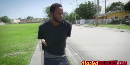 Black suspect gets his huge shlong sucked in public by a horny MILF