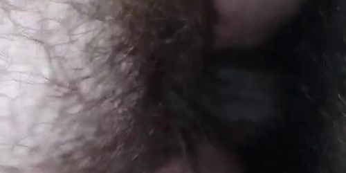 Fucking a BBW wet hairy pussy in my car