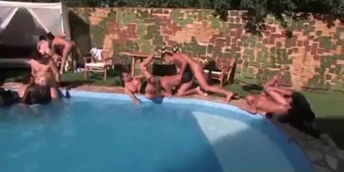 Drunk chicks fucked in holes in pool