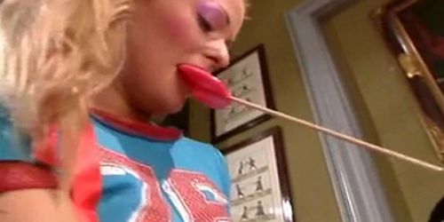 Blonde Lollipop Teen gets fucked by older man