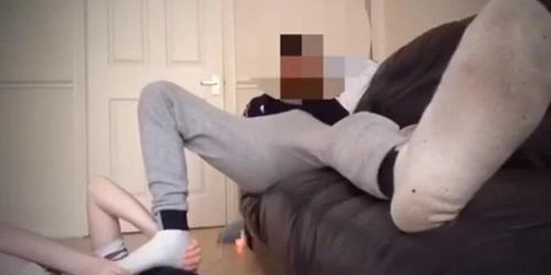 Teen student worships his masters feet