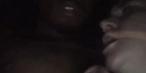 White girl sucking BBC in car nighttime