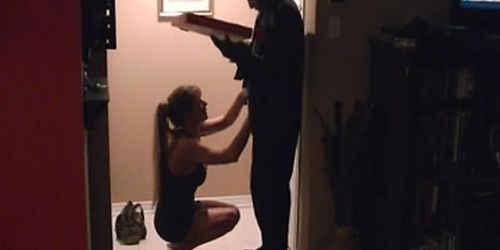 Delivery Pizza gets fucked her wife