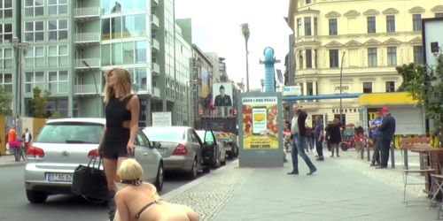 Busty blonde gets gangbang in public (Celina Davis)