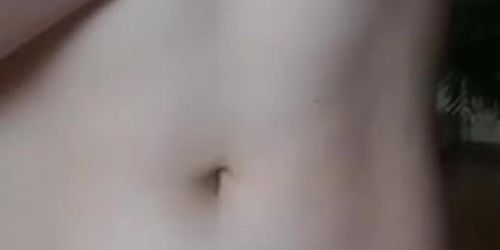 Pale boobs of nacked teen in front of camera 