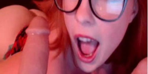 Webcams 2014 - Nerdy Redhead Sucks Dildo