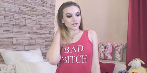 Hot Blonde Rings Up Busty Charm Live