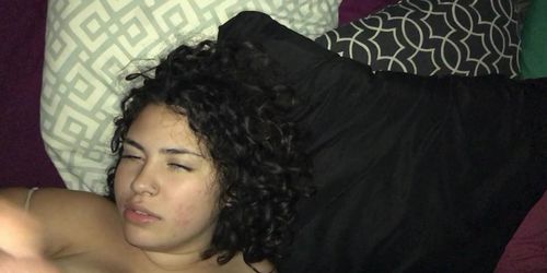 Busty Latina gets to suck step brother s dick