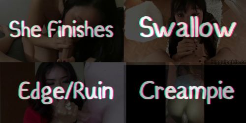 Multiscreen Cumpilation Part 1(She Finishes, Edge/Ruin, Swallow, Creampie)