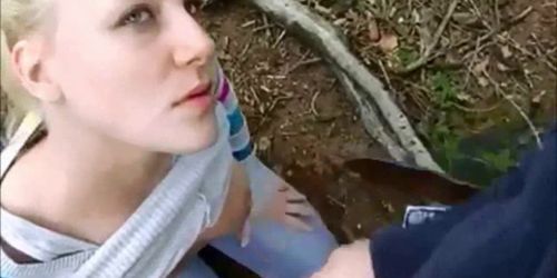 Outdoors POV facial cumshot