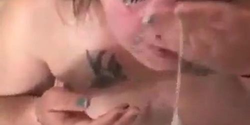 Submissive whore in Extreme throatfuck and piss in mouth