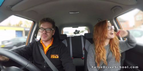 Threesome fuck after fake driving test