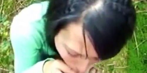 POV forest blowjob