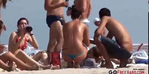 Very Sexy White Girl Is Topless On The Beach