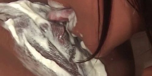 Sweet lesbo gets creamy choco pussy licked 