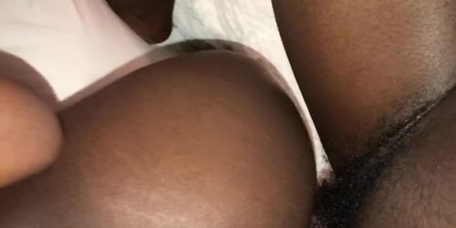 Black ebony cums on BBC