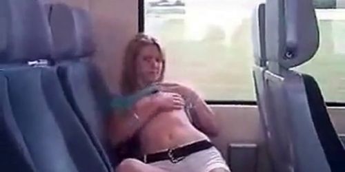 Girl Masturbates on Train