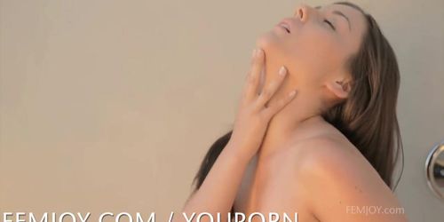 Tiny boobs and tight twat dripping from hot shower (Cool Breeze)