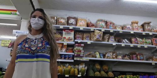 Public nudity in a supermarket! Isabellamout likes the most risky things