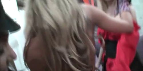 Group of girlfriends start an orgy at a Halloween party - video 1