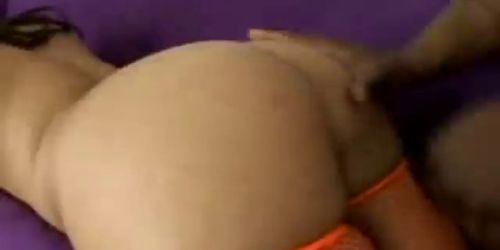 Sweet ebony babe gets fucked from behind