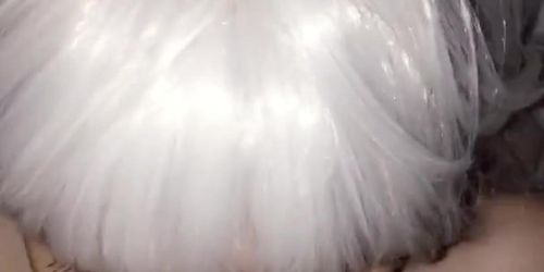 Super Hot White Hair Chick Sucks Dick