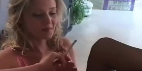 Incredible blonde beauty smoking sexy 