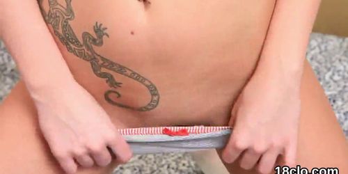 Erotic teen is gaping narrowed honey pot in close range and having orgasm