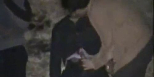6 boys 1 slut outside no cum