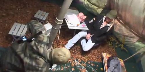 Euro girl gets double fucked in a tent