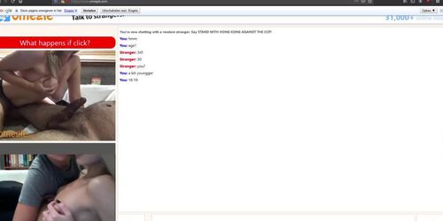 Omegle 4 - Couple Masked Blowjob