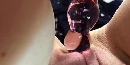 Pink Glass Toy In My Juicy Pink Pussy 