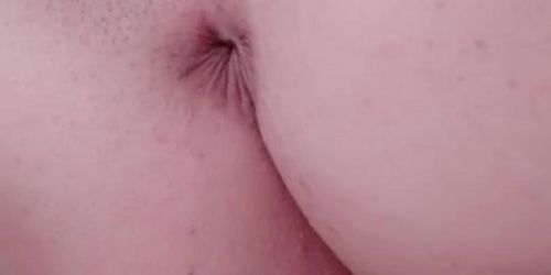 Teen pulsating pussy close up creampie while watching porn and playing with bottle