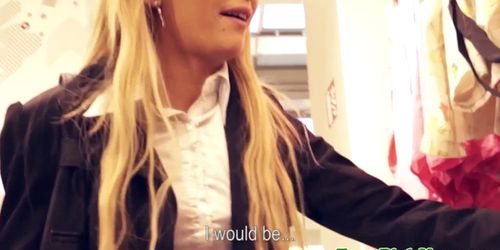 Pulled babe fucks in changing room