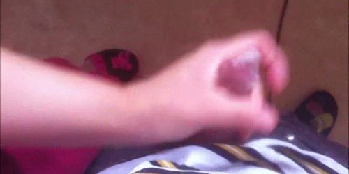Handjob and cumshot with protection