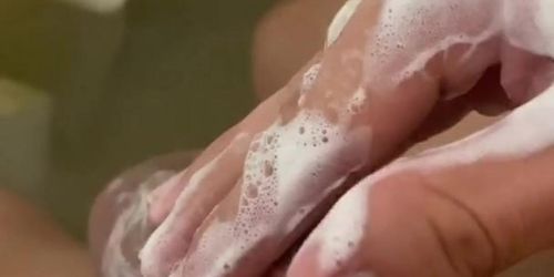 Washing my dick with white soap