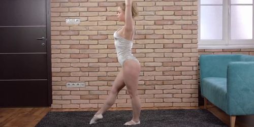 Russian girl gymnast Olesya with dildo