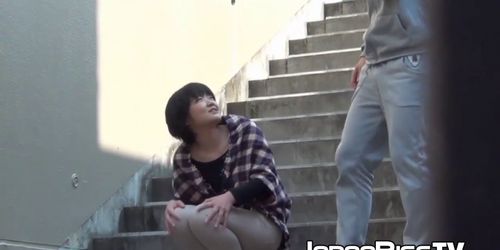 JAPAN PISS TV - Japanese teenie soaking herself up with warm pee