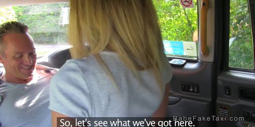 Blonde cab driver bangs in different positions