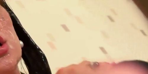 Classy brunette in hot g string covered in cum (Kaylana Reese)