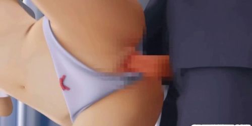 Cute 3D animation gangbang in the public train