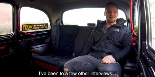 Blonde taxi driver bangs male client