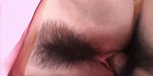 Japanese bj babe has hairy pussy fucked